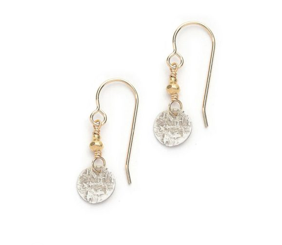 Ian Gibson - Sterling Silver Disc Earrings with Vermeil Bead